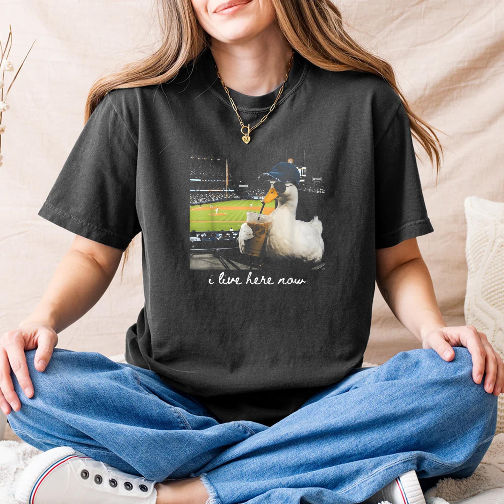 Funny Goose Ballfield Baseball Field I Live Here Now T-Shirt