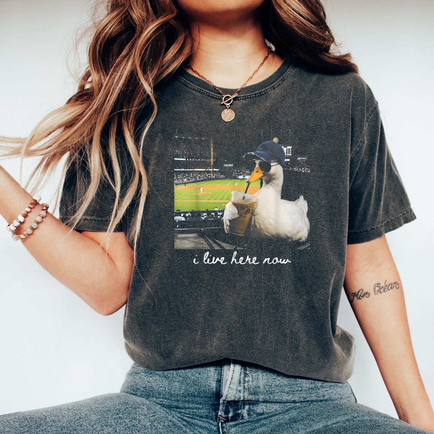 Funny Goose Ballfield Baseball Field I Live Here Now T-Shirt