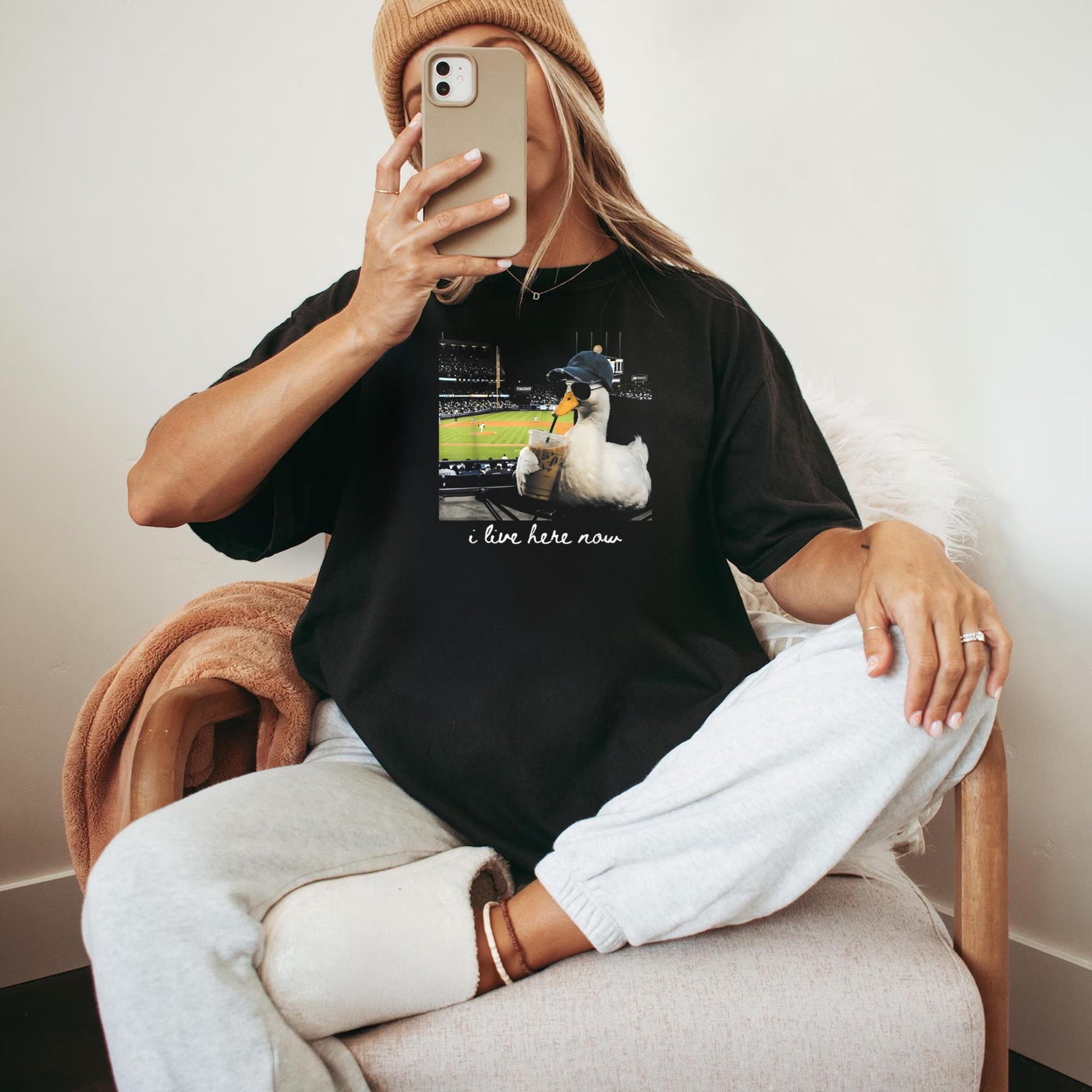 Funny Goose Ballfield Baseball Field I Live Here Now T-Shirt