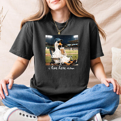 Funny Goose Ballfield Baseball Field I Live Here Now T-Shirt v1