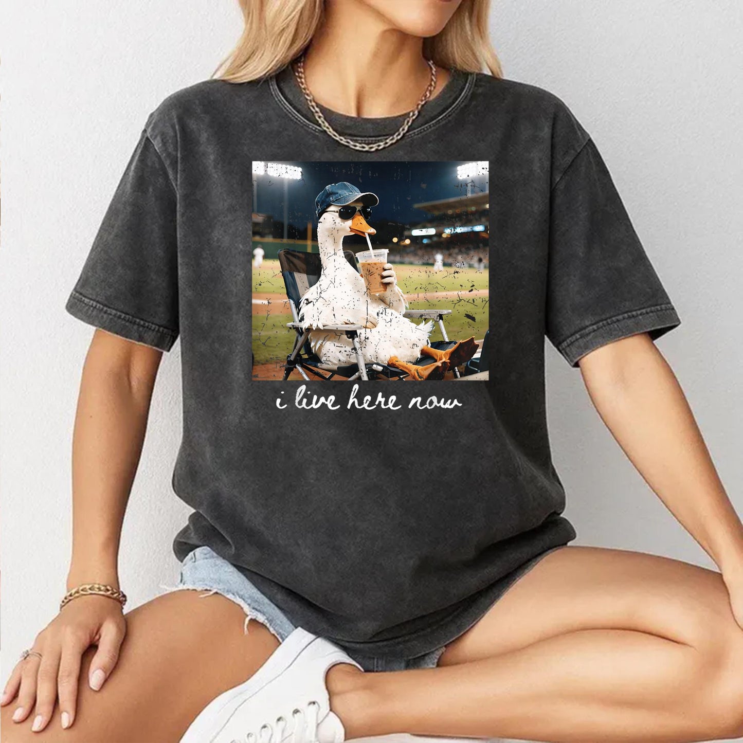 Funny Goose Ballfield Baseball Field I Live Here Now T-Shirt v1