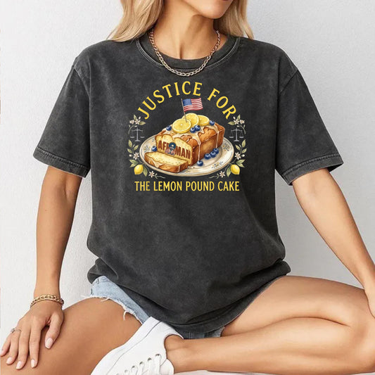 Funny Justice for Lemon Pound Cake Afroman US Flag Trendy T-Shirt
