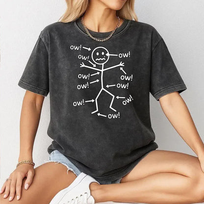 Funny Ow Ow Ow Ow Saying Body Pain Character Humor Sarcastic T-Shirt