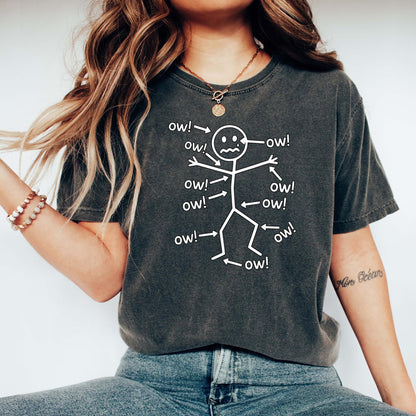 Funny Ow Ow Ow Ow Saying Body Pain Character Humor Sarcastic T-Shirt