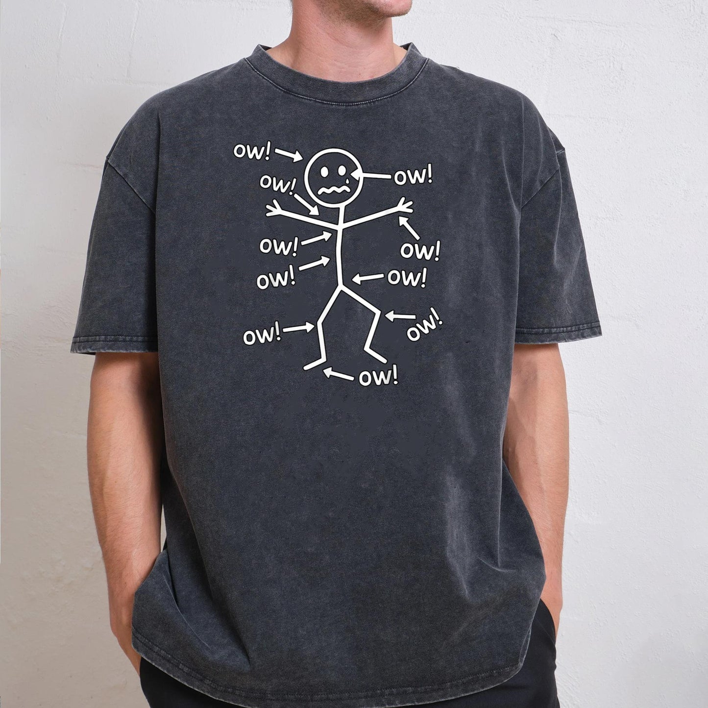 Funny Ow Ow Ow Ow Saying Body Pain Character Humor Sarcastic T-Shirt