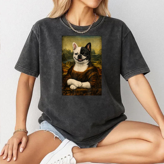 Funny Renaissance French Bulldog Painting Parody Mom Dad T-Shirt