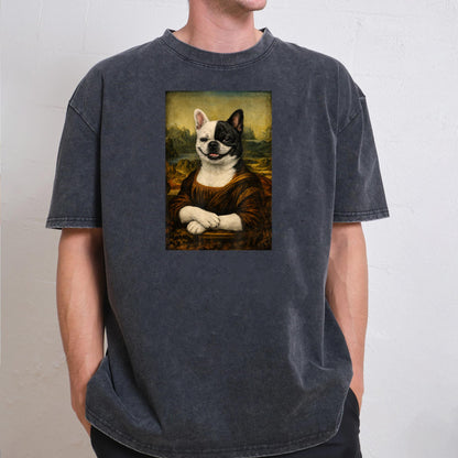Funny Renaissance French Bulldog Painting Parody Mom Dad T-Shirt