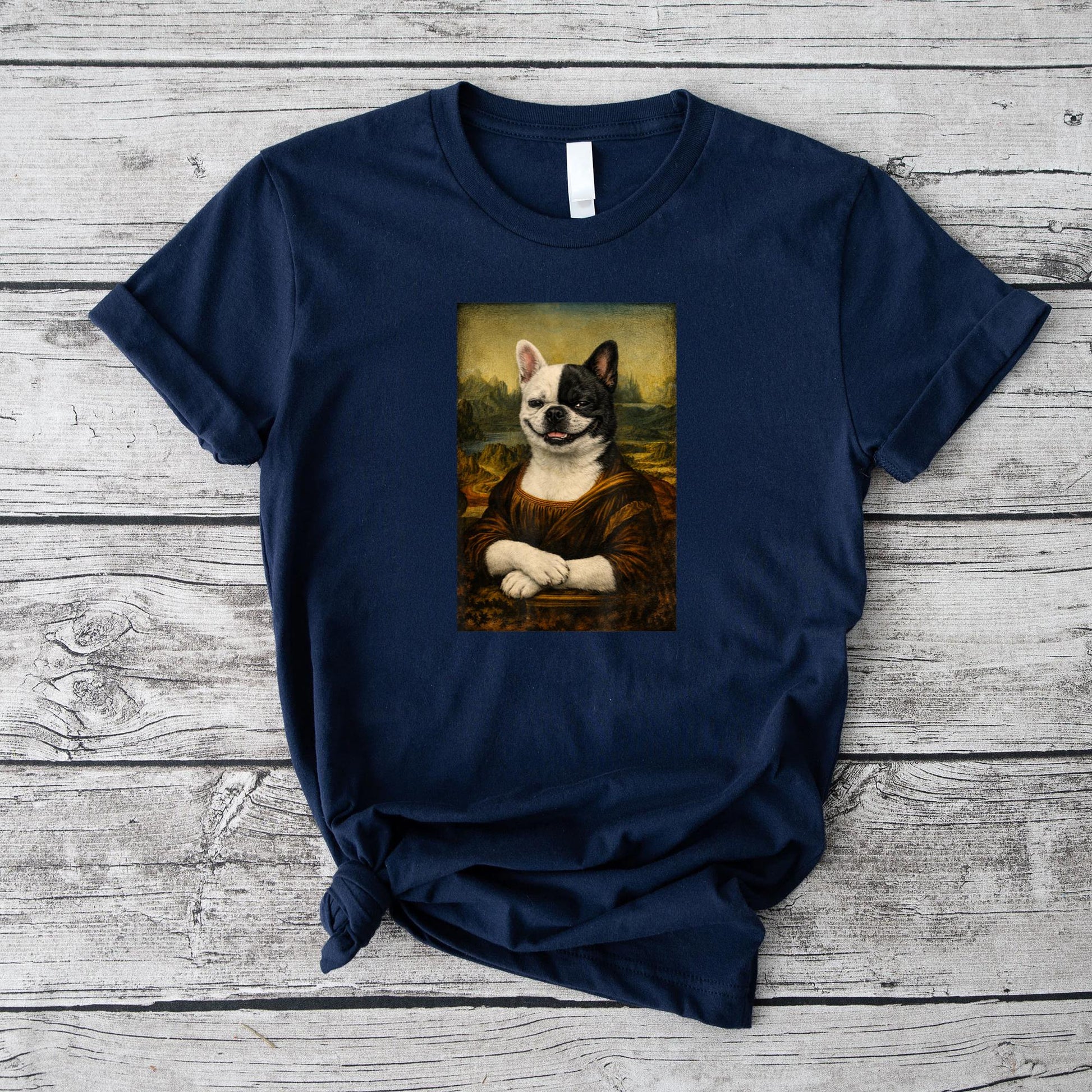 Funny Renaissance French Bulldog Painting Parody Mom Dad T-Shirt