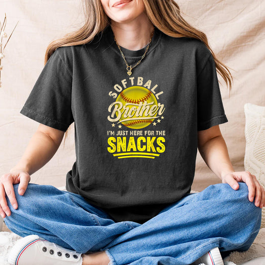 Funny Retro Softball Brother I'm Just Here for The Snacks T-Shirt