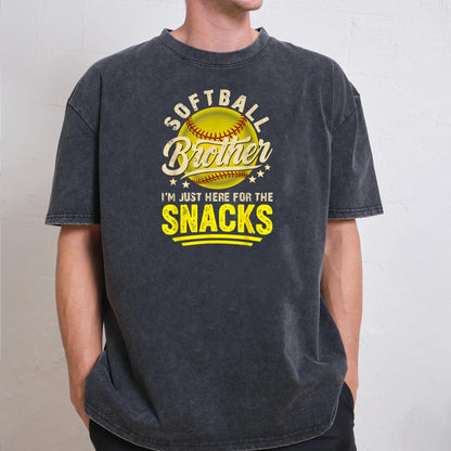 Funny Retro Softball Brother I'm Just Here for The Snacks T-Shirt