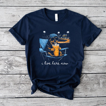 Funny Rottweiler Ballfield Baseball Field I Live Here Now T-Shirt